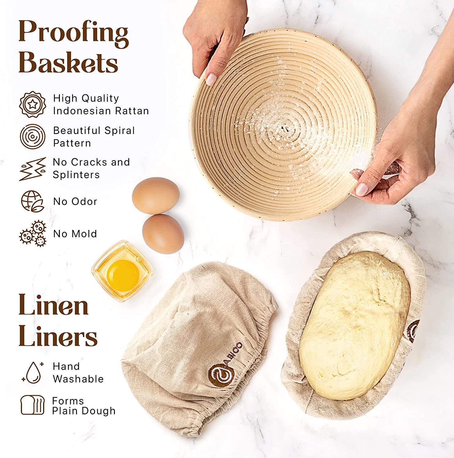Set of 2 Bread Proofing Basket alternate