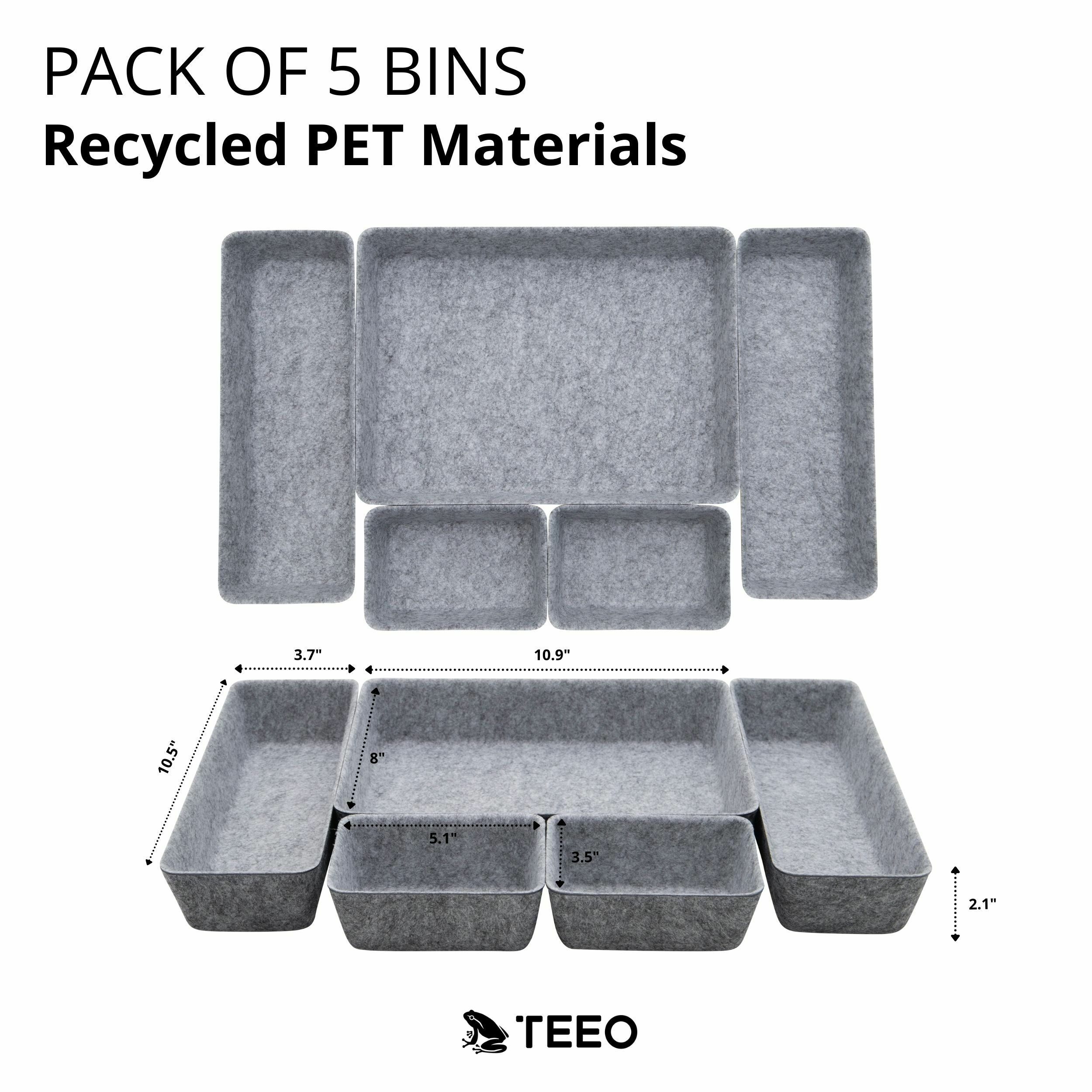 Felt Drawer Organizer Bins, Pack of 5 alternate