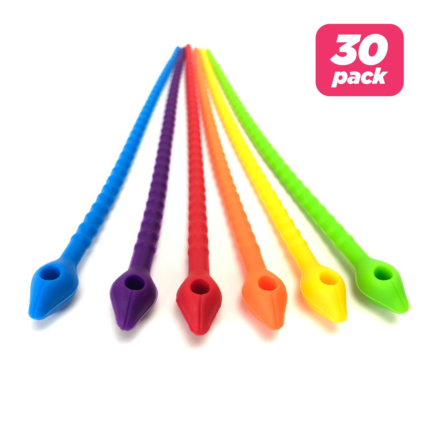 Reusable 7” Silicone Cable Twist Ties Organizer, Pack of 30