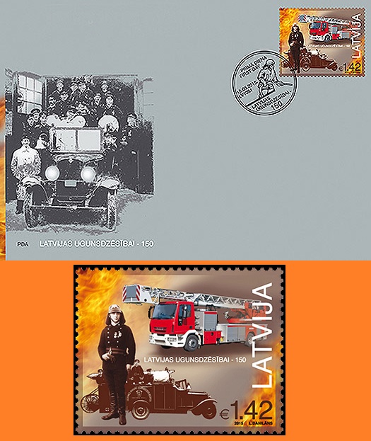 latvia fire fighting stamp