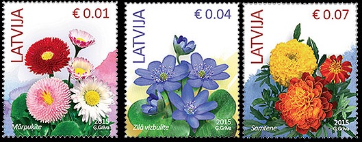 latvia flowers stamps