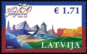 latvia jelgavai stamp