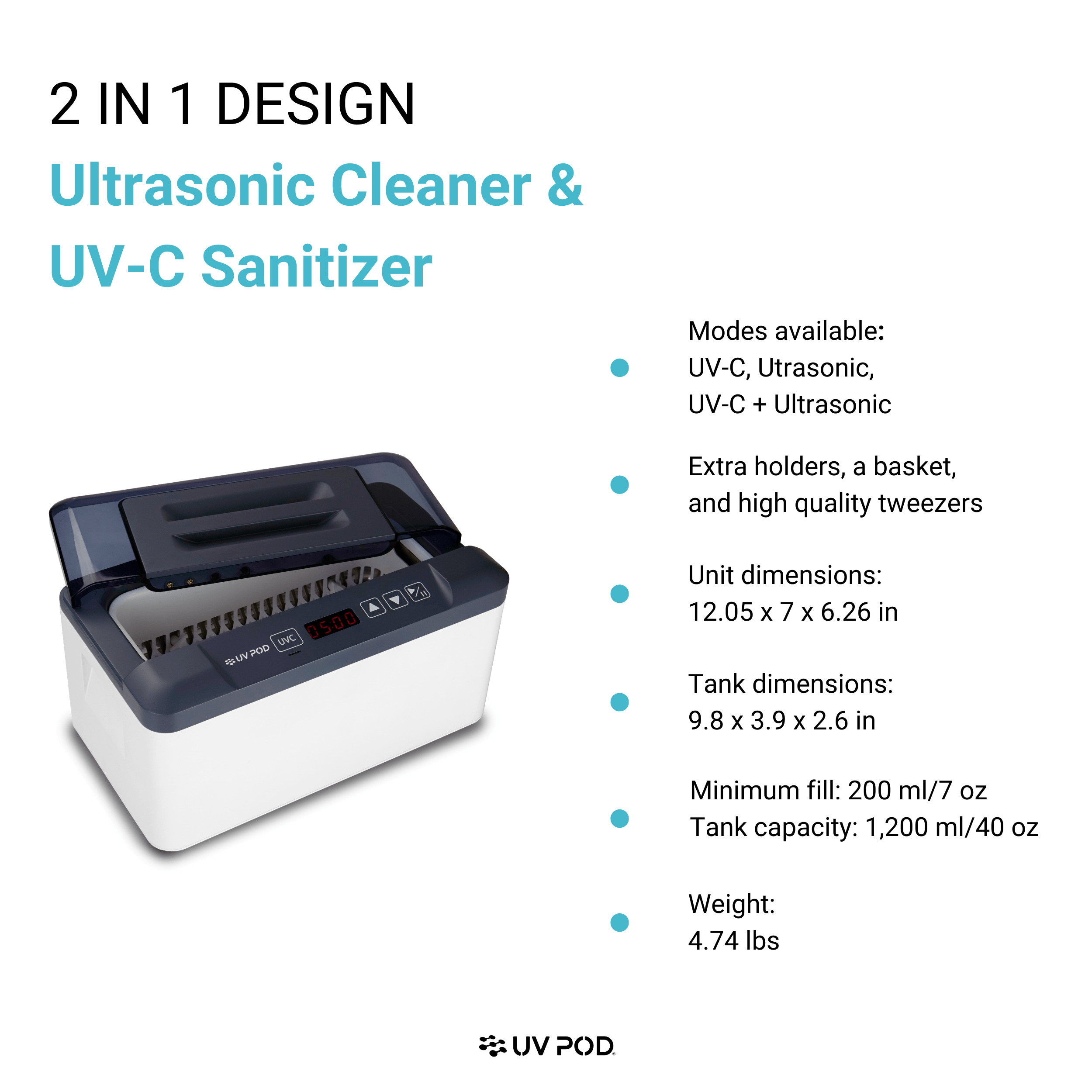 Advanced Professional 2-in-1 Ultrasonic Ultraviolet UV-C Sterilizer alternate